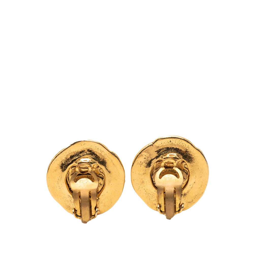 Pre-Loved Chanel CC Gold Plated Round Clip On Earrings - Picture 2 of 3
